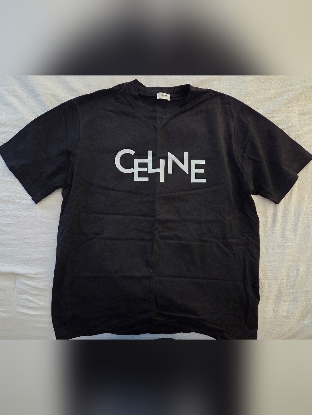 Celine Black T-Shirt with White Logo
